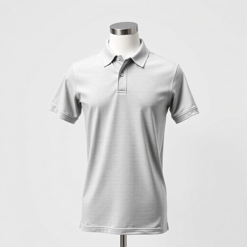 Light grey pique polo shirt